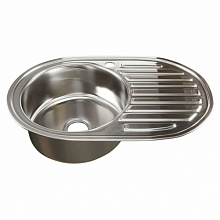 Мойка нержавейка 50*77 0,6 мм левая выпуск 3 1/2, 16см сифоном с креплением MIXLINE