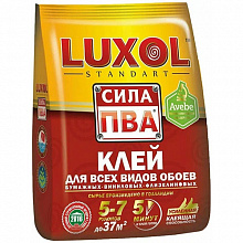 Клей обойный LUXOL СИЛА ПВА для всех видов бумажных, виниловых и флизелиновых обоев, пакет, 200г 